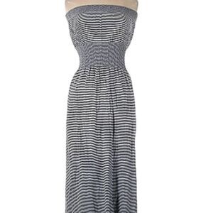 Lark + Grey Smocked Strapless Midi Casual Dress